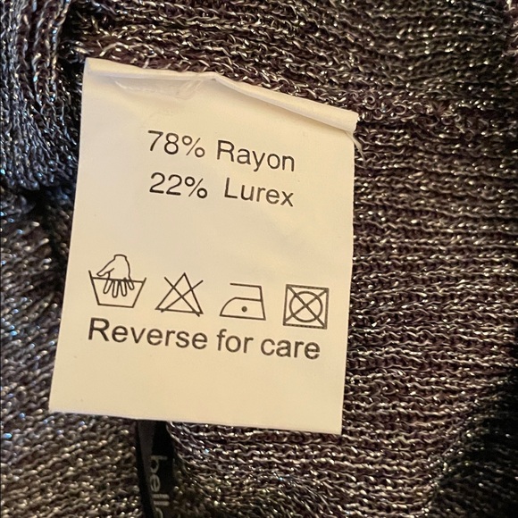 Belldini Metallic Batwing dolman sleeve Gray Silver Sweater Small - Picture 9 of 10